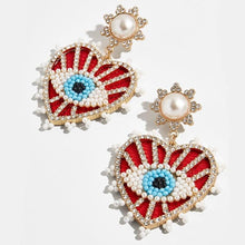 Load image into Gallery viewer, Statement Evil Eye Heart Earrings