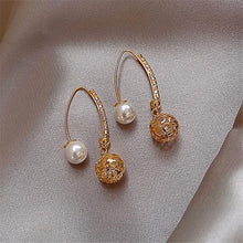 Load image into Gallery viewer, Golden Pearl Statement Earrings