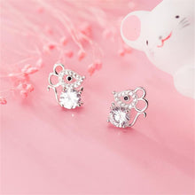 Load image into Gallery viewer, Silver Mouse Earrings