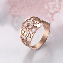 Load image into Gallery viewer, Hollow Flower & Crystal Ring