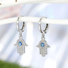 Load image into Gallery viewer, Crystal Evil Eye & Hamsa Hand Earrings