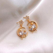 Load image into Gallery viewer, Cat & Moon Earrings