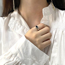 Load image into Gallery viewer, Black Heart Sterling Silver Ring