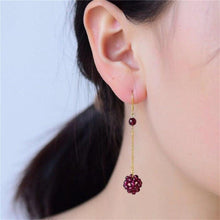 Load image into Gallery viewer, Natural Garnet Stone Raspberry Earrings