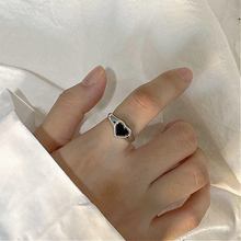 Load image into Gallery viewer, Black Heart Sterling Silver Ring