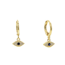 Load image into Gallery viewer, Blue Evil Eye Drop Earrings