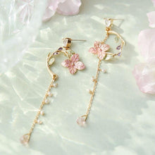 Load image into Gallery viewer, Pink Flower Drop Earrings