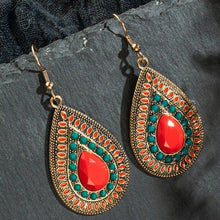 Load image into Gallery viewer, Red Pendant Boho Earrings