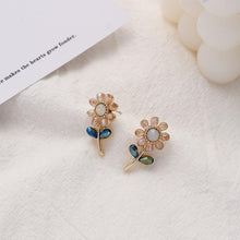 Load image into Gallery viewer, Pink Crystal Flower Earrings