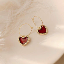 Load image into Gallery viewer, Red Heart Pendant Earrings