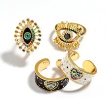 Load image into Gallery viewer, Crystal Evil Eye Rings