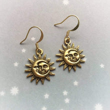 Load image into Gallery viewer, Sun & Moon Pendant Earrings