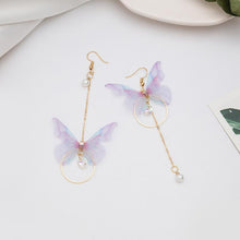 Load image into Gallery viewer, Butterfly Pearl Tassel Earrings