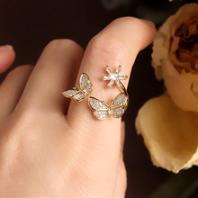 Load image into Gallery viewer, Butterfly & Flower Crystal Ring