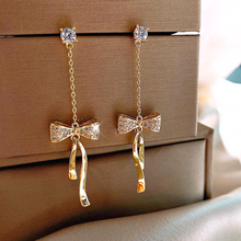 Load image into Gallery viewer, Crystal Bow Earrings