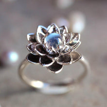 Load image into Gallery viewer, Moonstone Lotus Flower Ring