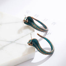 Load image into Gallery viewer, Green Cobra Snake Earrings