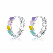 Load image into Gallery viewer, Rainbow Heart Hoop Earrings
