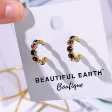 Load image into Gallery viewer, Pearl & Rhinestone Hoop Earrings