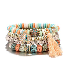 Load image into Gallery viewer, Hamsa Hand Tassel Bracelet Set