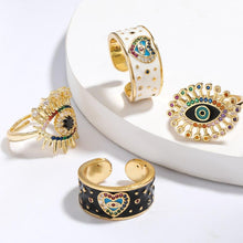 Load image into Gallery viewer, Crystal Evil Eye Rings