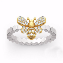 Load image into Gallery viewer, Golden Bee & Honeycomb Ring