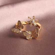 Load image into Gallery viewer, Butterfly & Flower Crystal Ring