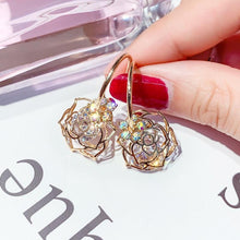 Load image into Gallery viewer, White Crystal Rose Earrings