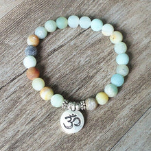 Load image into Gallery viewer, Amazonite Stone Om Bracelet