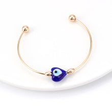 Load image into Gallery viewer, Blue Evil Eye Copper Bangle