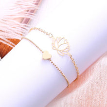 Load image into Gallery viewer, Lotus & Heart Bracelet Set