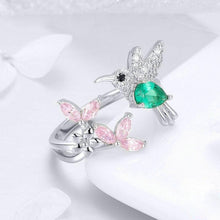 Load image into Gallery viewer, Hummingbird Gemstone Silver Ring