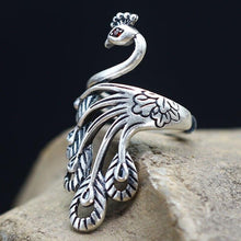 Load image into Gallery viewer, Silver Peacock Charm Ring