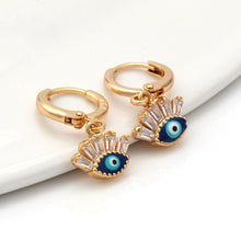 Load image into Gallery viewer, Evil Eye Mini Hoop Earrings