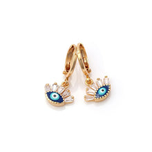 Load image into Gallery viewer, Evil Eye Mini Hoop Earrings