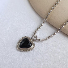 Load image into Gallery viewer, Black Agate Heart Necklace