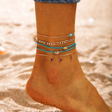 Load image into Gallery viewer, Evil Eye Charm Anklet Set