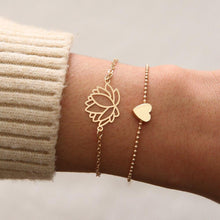Load image into Gallery viewer, Lotus & Heart Bracelet Set
