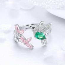Load image into Gallery viewer, Hummingbird Gemstone Silver Ring