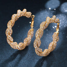 Load image into Gallery viewer, Gold & Crystal Hoop Earrings