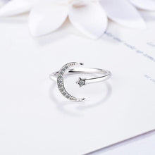 Load image into Gallery viewer, Moon & Star Sterling Silver Ring