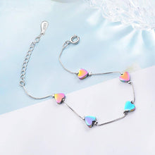 Load image into Gallery viewer, Colorful Heart Silver Bracelet