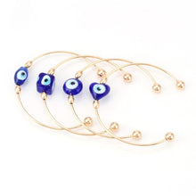 Load image into Gallery viewer, Blue Evil Eye Copper Bangle