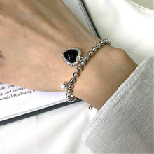 Load image into Gallery viewer, Black Agate Heart Bracelet