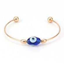 Load image into Gallery viewer, Blue Evil Eye Copper Bangle