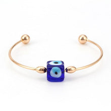 Load image into Gallery viewer, Blue Evil Eye Copper Bangle