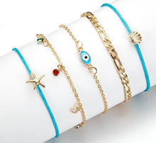Load image into Gallery viewer, Evil Eye Charm Anklet Set