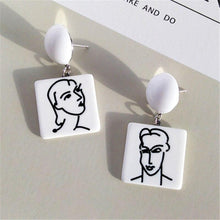 Load image into Gallery viewer, Abstract Face Drop Earrings