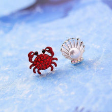 Load image into Gallery viewer, Crab, Starfish & Pearl Earrings
