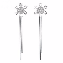 Load image into Gallery viewer, Snowflake Silver Drop Earrings